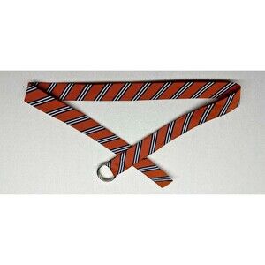 Brooks Brothers Tie Belt Orange Navy Stripe 40 Satin Preppy D Ring Mens Womens